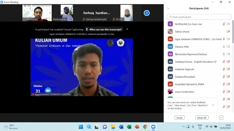 Dr. Reimundus Raymond Fatubun, M.A. berikan Kuliah Umum bagi Mahasiswa Fakultas Pendidikan Bahasa, Sosial, dan Olahraga UNIMUDA Sorong